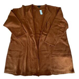 Talbots Open Front Sweater Womens  3Xp Petite Orange Long Sleeve Textured NWT